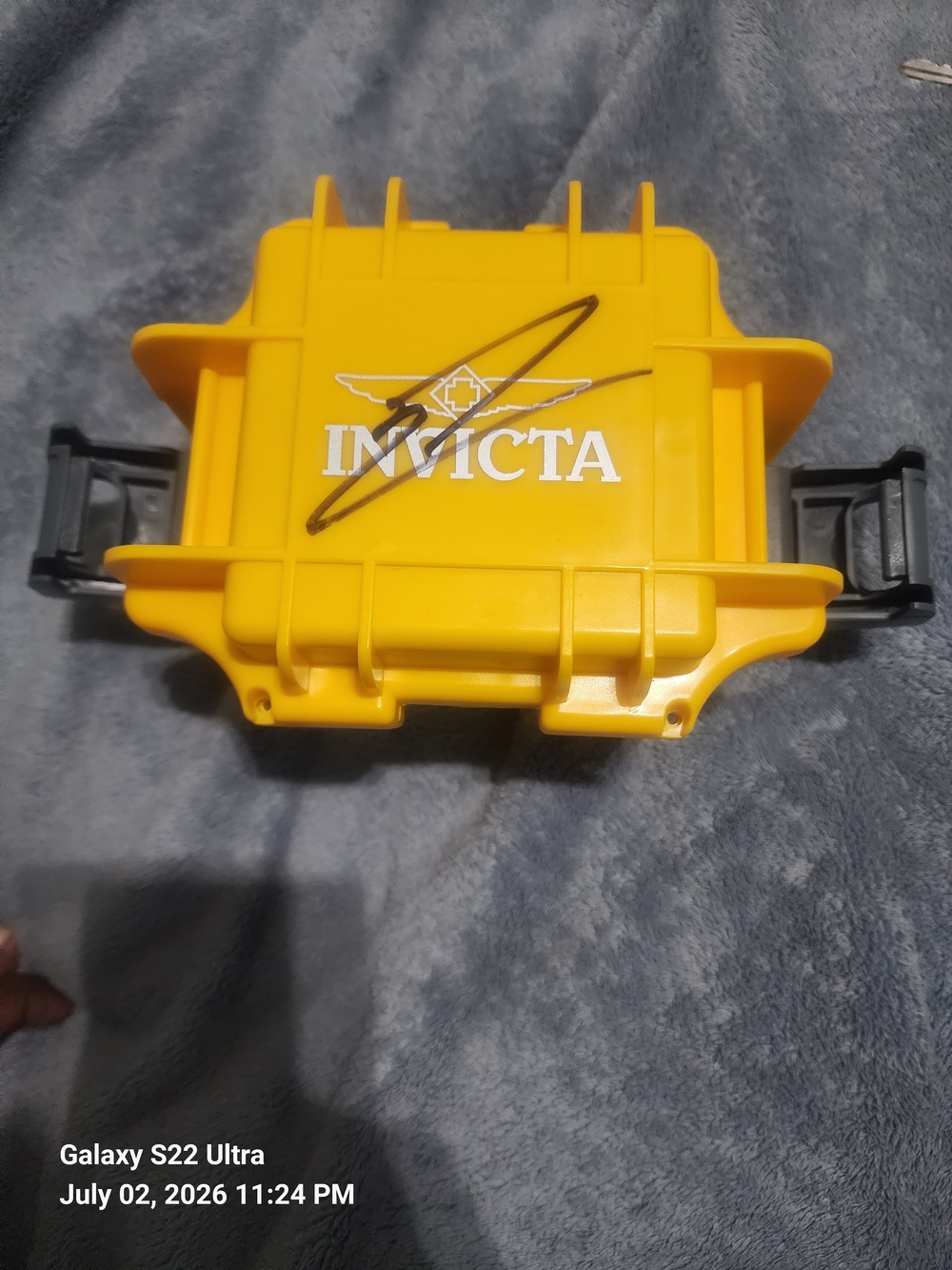Invicta Yellow Protective Storage Case with White Logo Signed By CEO of Invicta